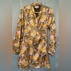 Lost + Wander Floral Wrap Mini Dress | Long Sleeve Boho Chic | Size M